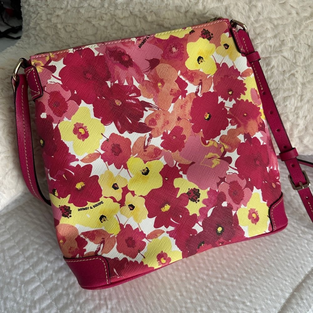 Dooney & Bourke Floral Pink and Yellow Crossbody Bag - Picture 3 of 7